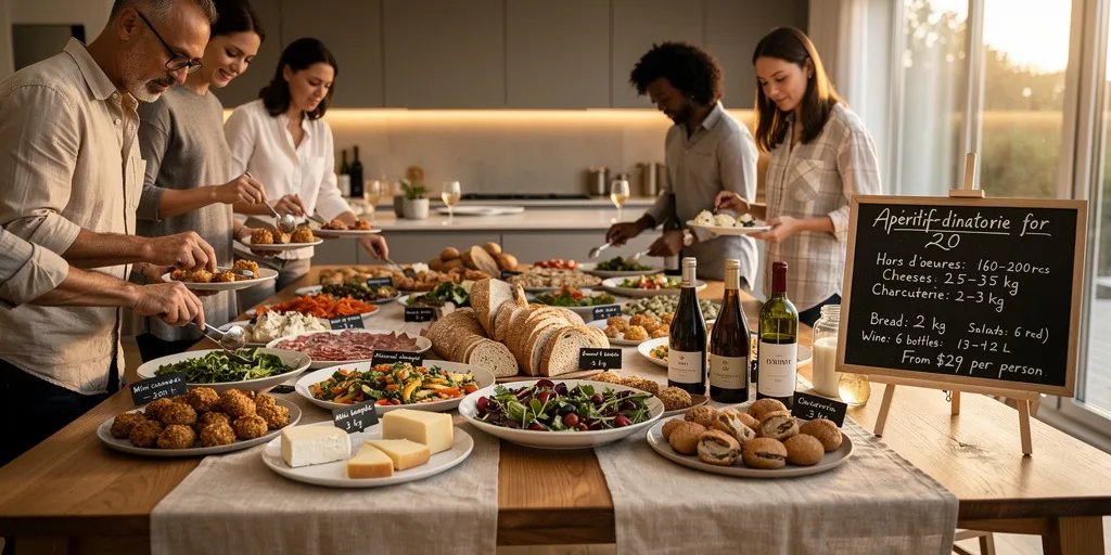 Traiteur apéritif dînatoire 20 personnes : le prix et les quantités à prévoir ?